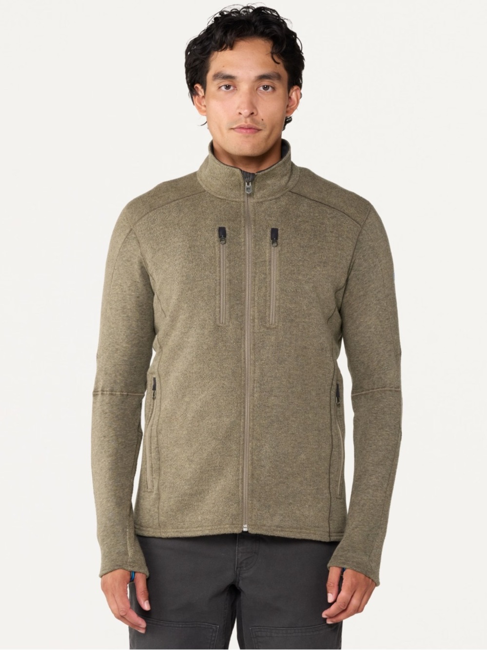 Kuhl Men's Olive Knit Full-Zip Shirt Jacket